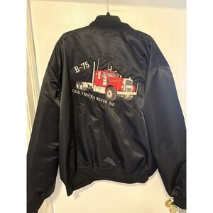 Vintage Trucker Black Satin Bomber Jacket Size 4X